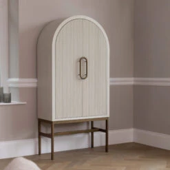 Serenity White Reeded 2 Door Drinks Cabinet