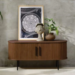 Annika Smoked Oak Slatted Sliding 2 Door TV Lowboard