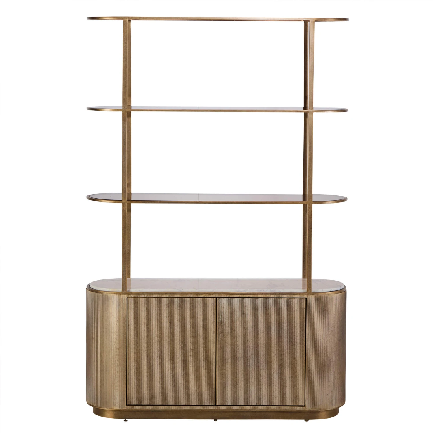 Libra Belvedere Aged Gold Shelving Unit With Storage 4 Libra Belvedere Aged Gold Shelving Unit With Storage - Image 2