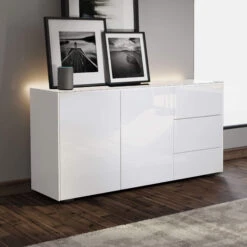 Frank Olsen Intelligent White Gloss 2 Door 3 Drawer Sideboard