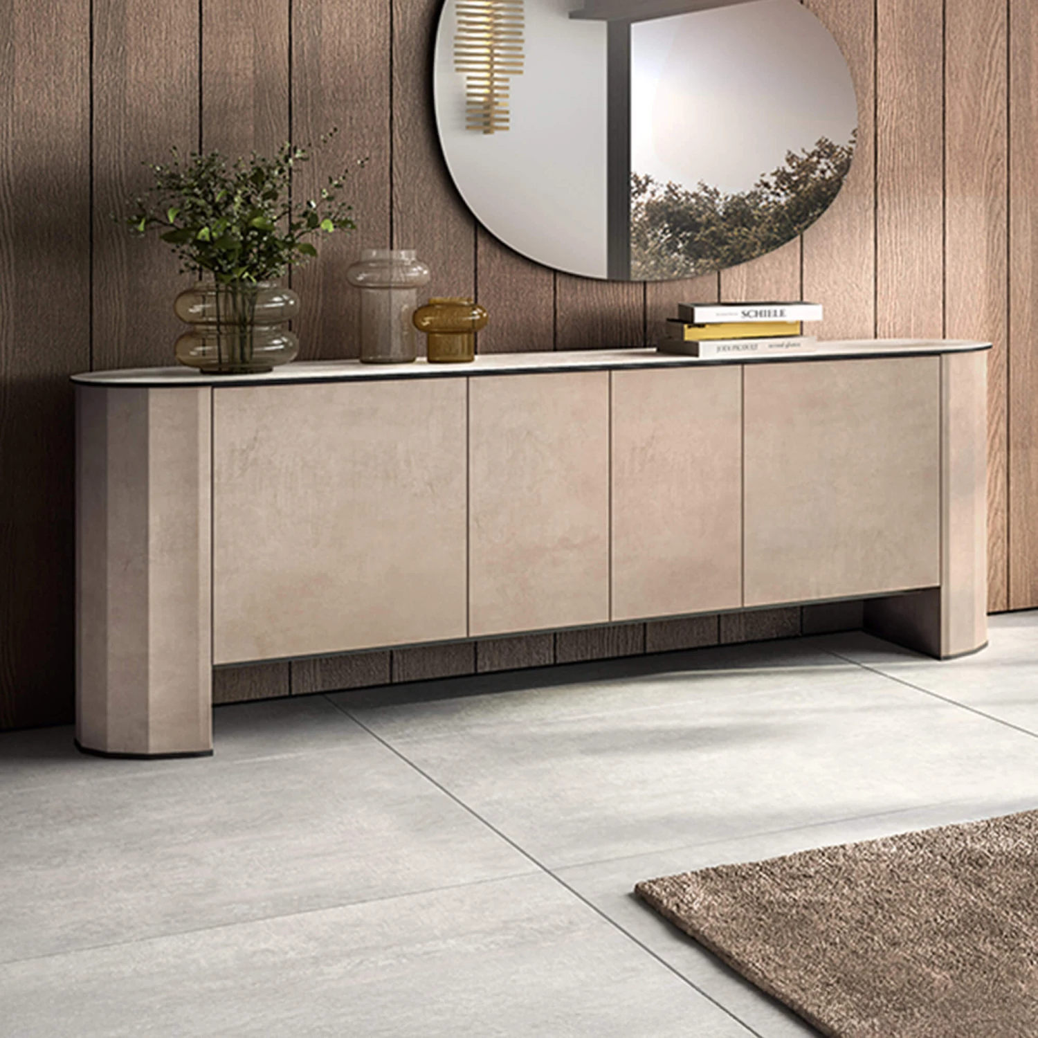 Santori Rounded 4 Door Cream Sideboard 3 Santori Rounded 4 Door Cream Sideboard