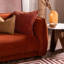 Glass House Thorne Rust Orange Fabric 3 Seater Sofa -Housing Units Shop a02d277ac1aba49897f23b5f5c3391e4