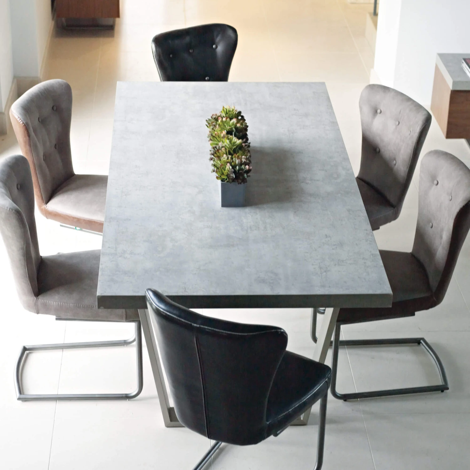 Caspian Grey Concrete-Effect 160cm Dining Table 6 Caspian Grey Concrete-Effect 160cm Dining Table - Image 4