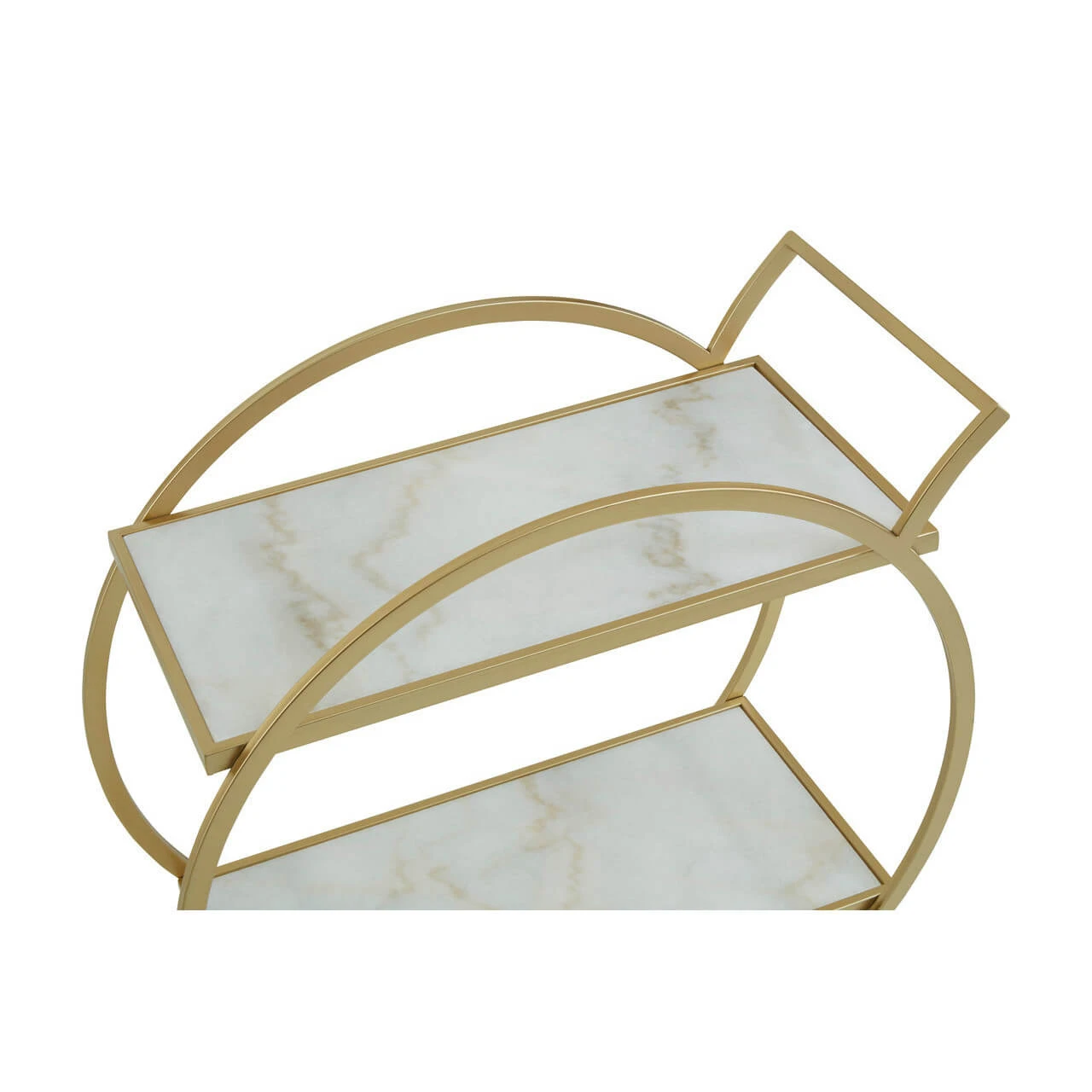 Allora 2 White Marble Tier Gold Drinks Trolley 7 Allora 2 White Marble Tier Gold Drinks Trolley - Image 5