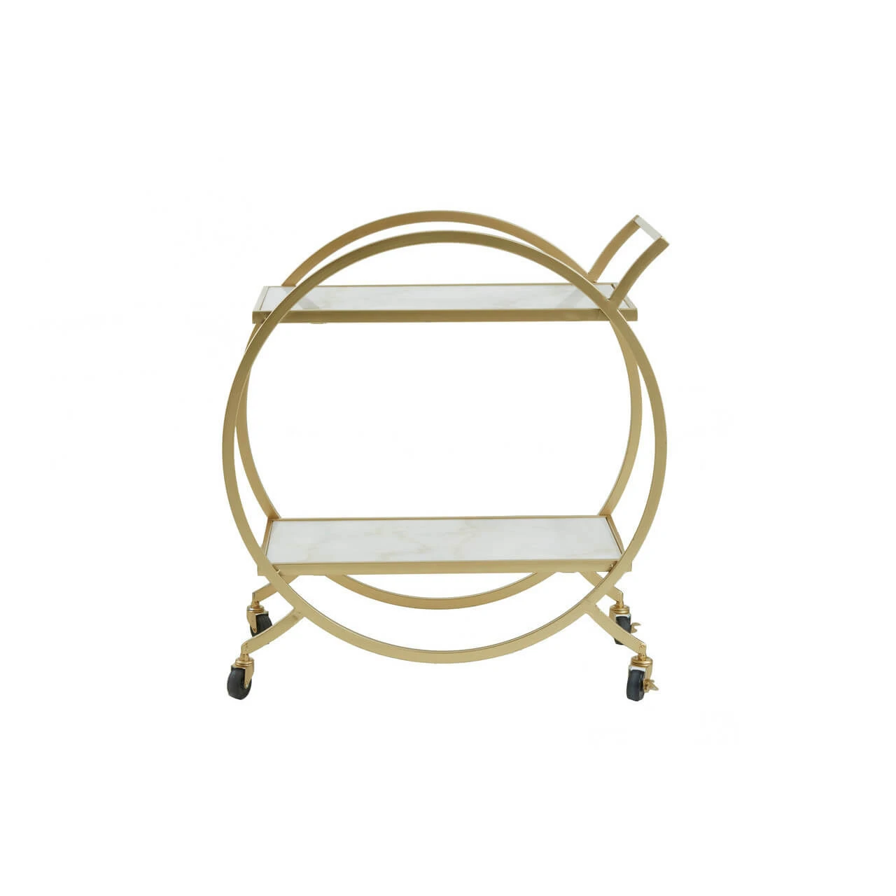 Allora 2 White Marble Tier Gold Drinks Trolley 4 Allora 2 White Marble Tier Gold Drinks Trolley - Image 2