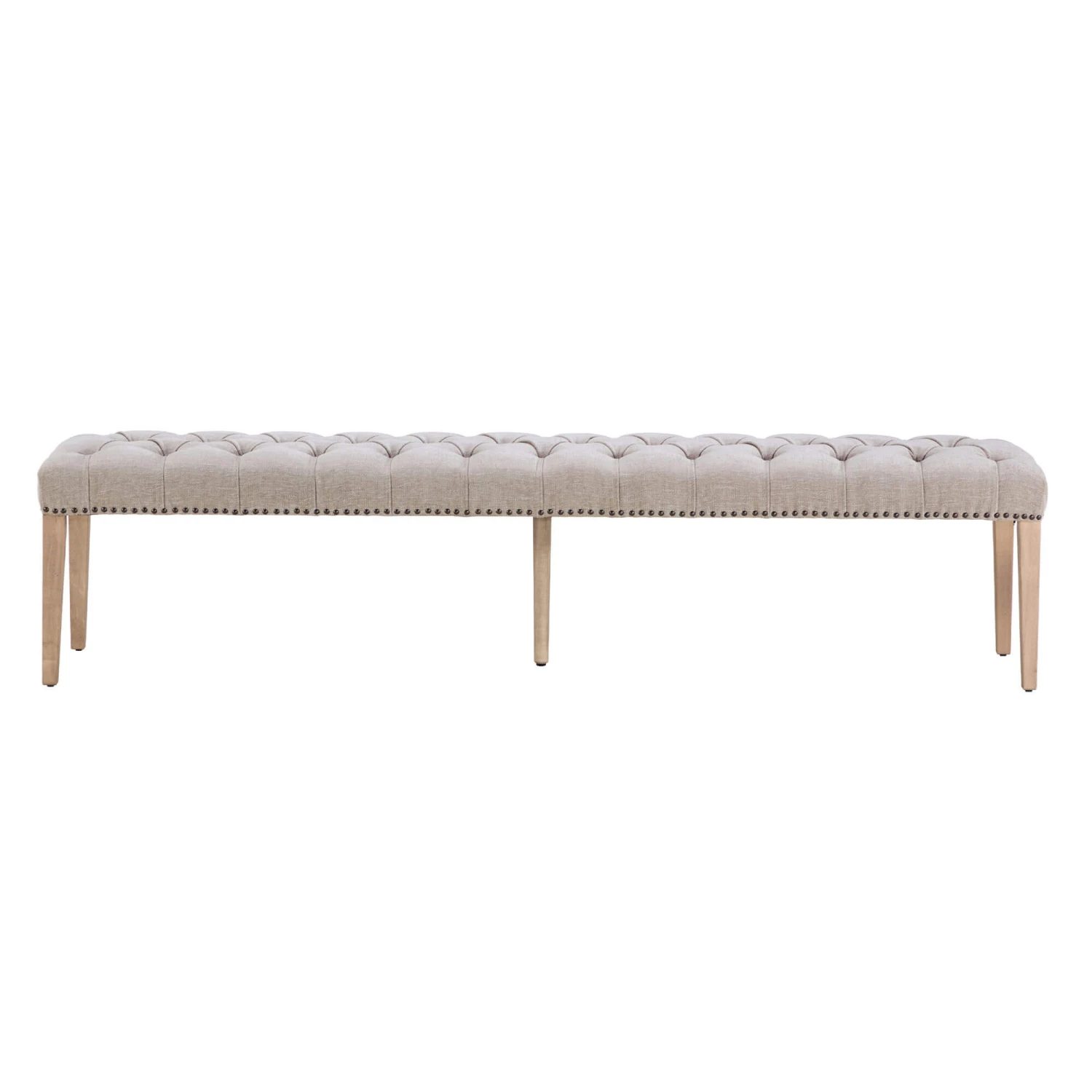 Jacob 200cm Greige Fabric Straight Dining Bench 4 Jacob 200cm Greige Fabric Straight Dining Bench - Image 2