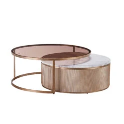 Libra Belvedere Aged Gold Set Of 2 Nest Of Tables