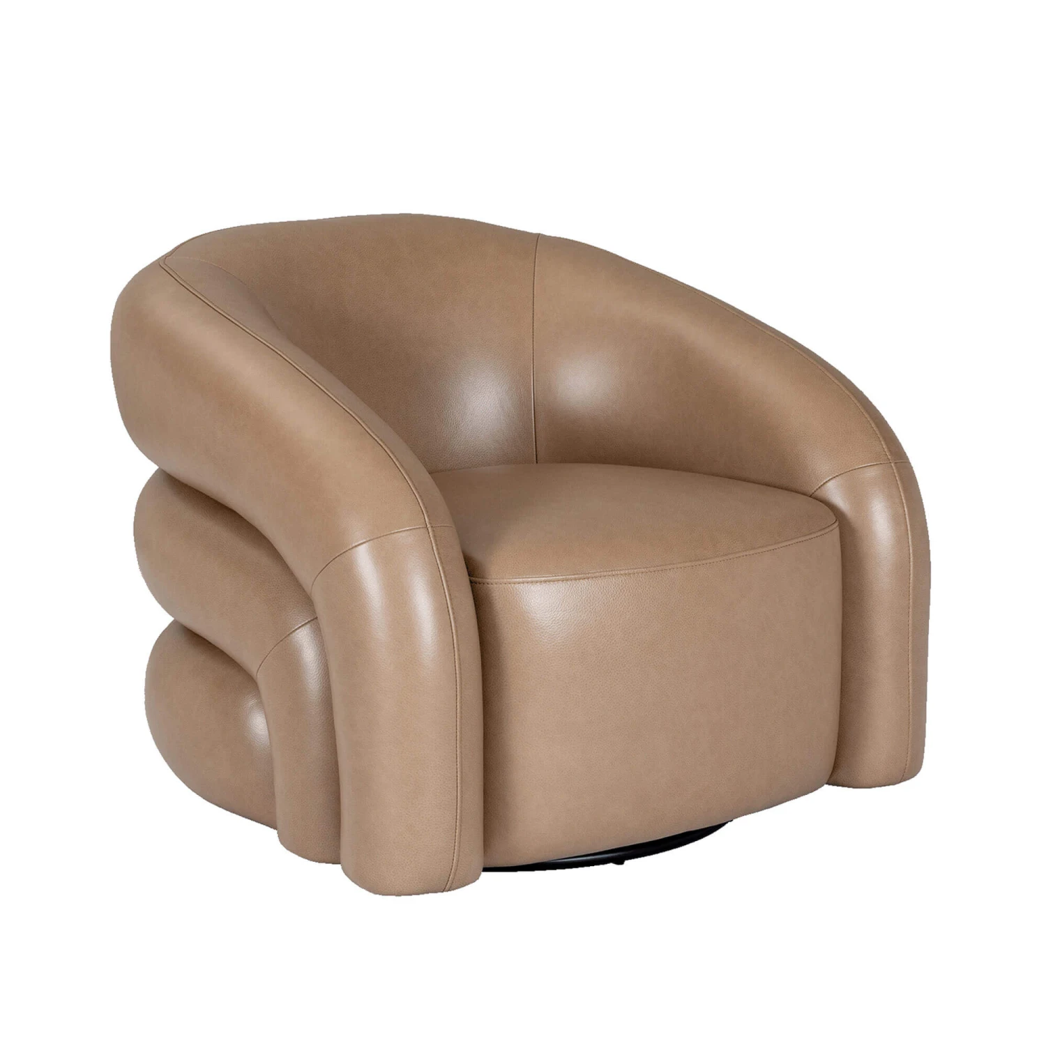 Glass House Arlo Taupe Leather Swivel Chair 5 Glass House Arlo Taupe Leather Swivel Chair - Image 3