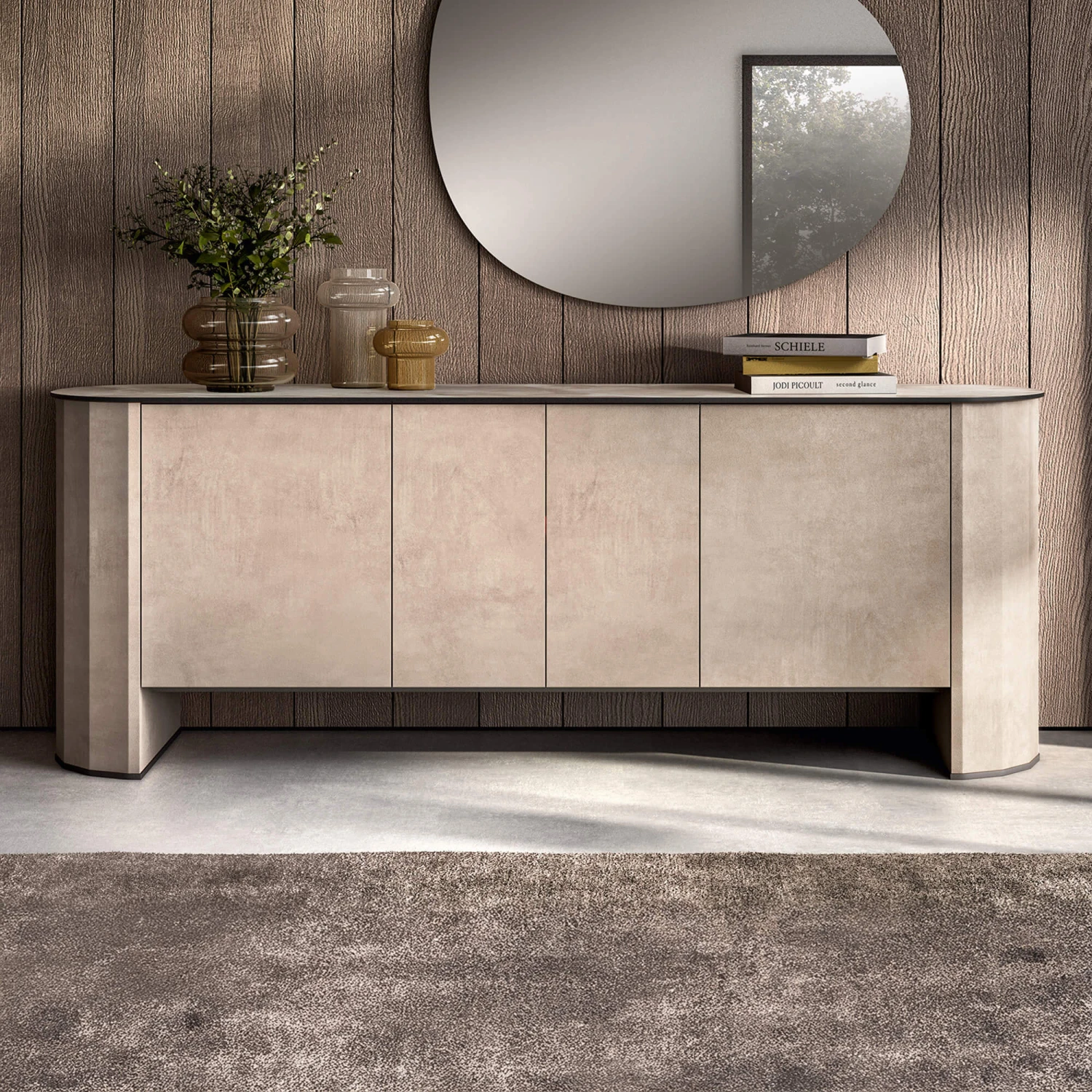 Santori Rounded 4 Door Cream Sideboard 4 Santori Rounded 4 Door Cream Sideboard - Image 2