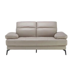 Natuzzi Editions Dado Stone Grey Leather 2 Seater Sofa
