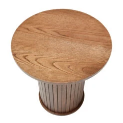 Annika Smoked Oak Slatted Round Side Table 13 Annika Smoked Oak Slatted Round Side Table -Housing Units Shop acb853e8949de56d704d9bd86e39c57b