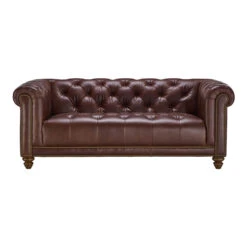 Wentworth Kodak Clove Brown Leather Midi Sofa