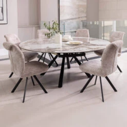 Fiora Casa Volari Round Ceramic Extending Dining Table