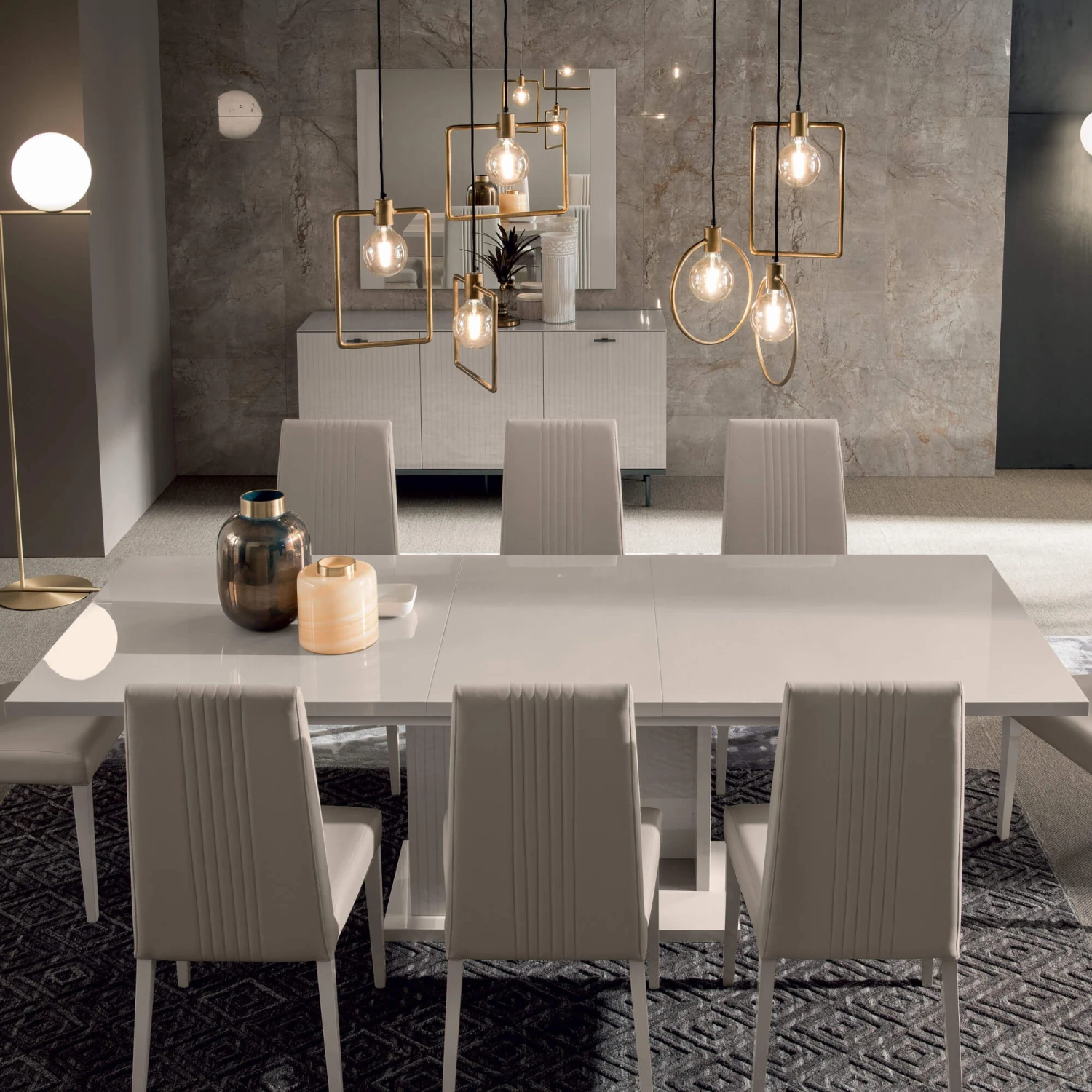 Caren High Gloss Pearl Line 160cm Extending Dining Table 8 Caren High Gloss Pearl Line 160cm Extending Dining Table - Image 6