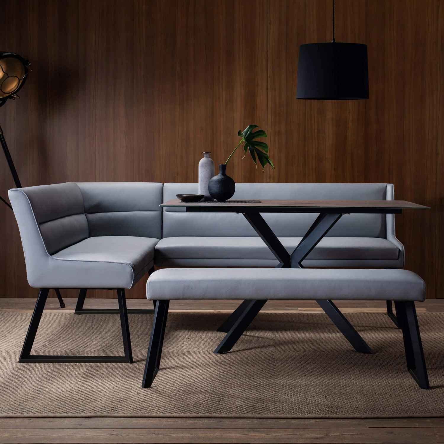 Deco Grey Faux Leather Corner Dining Bench (Right) 4 Deco Grey Faux Leather Corner Dining Bench (Right) - Image 2