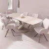 Toledo Electric Extending Dining Table With 6 Rosina Swivel Dining Chairs -Housing Units Shop b2e04eafad79dc4ee142f2aa664e3588