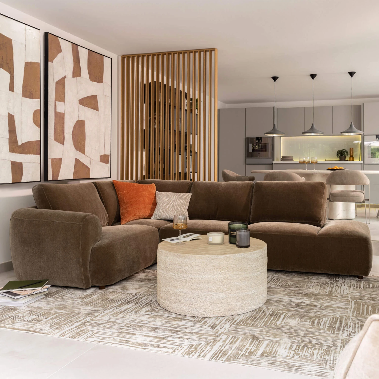 Arcadian Brown Fabric Left Hand Open Chaise Corner Sofa 3 Arcadian Brown Fabric Left Hand Open Chaise Corner Sofa