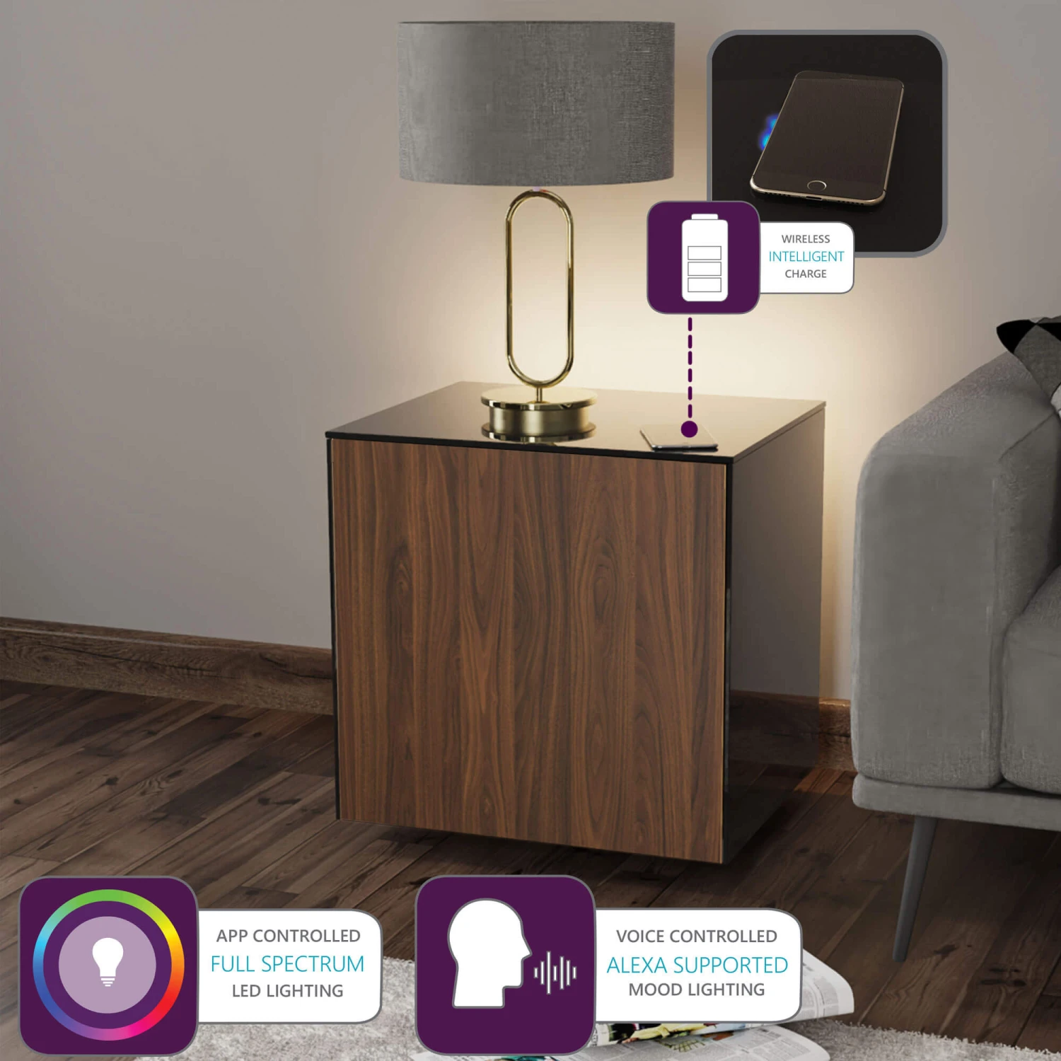 Frank Olsen Intelligent Black Gloss & Walnut Side Table 5 Frank Olsen Intelligent Black Gloss & Walnut Side Table - Image 3