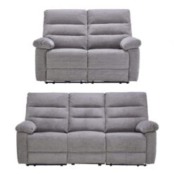 Dante Grey Fabric 3 & 2 Seater Electric Recliner Sofa Set