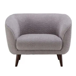 Adrienne Grey Boucle Fabric Armchair