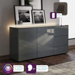 Frank Olsen Intelligent Grey Gloss 2 Door 3 Drawer Sideboard -Housing Units Shop b9c0cea0c50858c6d7d0c8db744ce360 1
