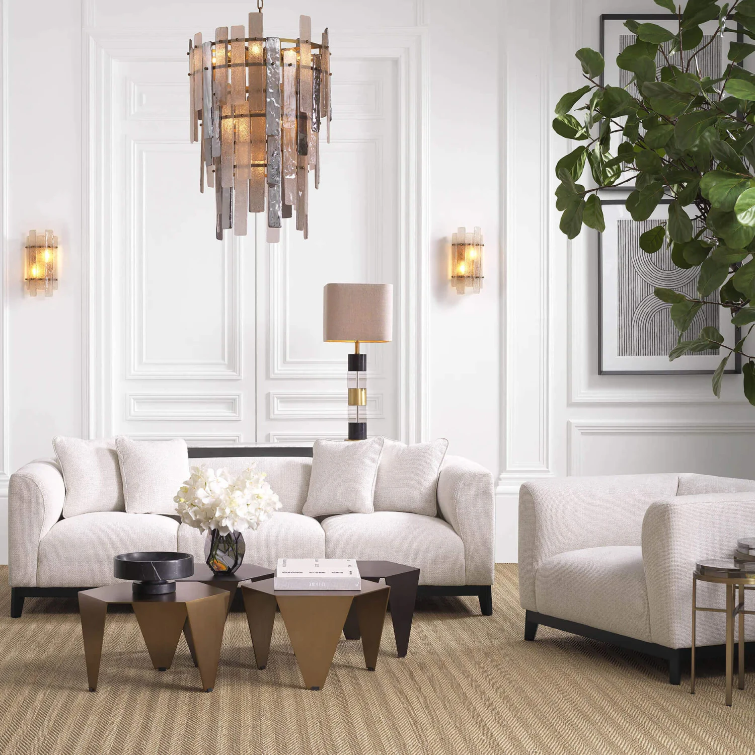 Eichholtz Corso 3 Seater Sofa In Lyssa Off-White Fabric 3 Eichholtz Corso 3 Seater Sofa In Lyssa Off-White Fabric