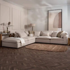 Glass House Elara Beige Fabric Corner Sofa