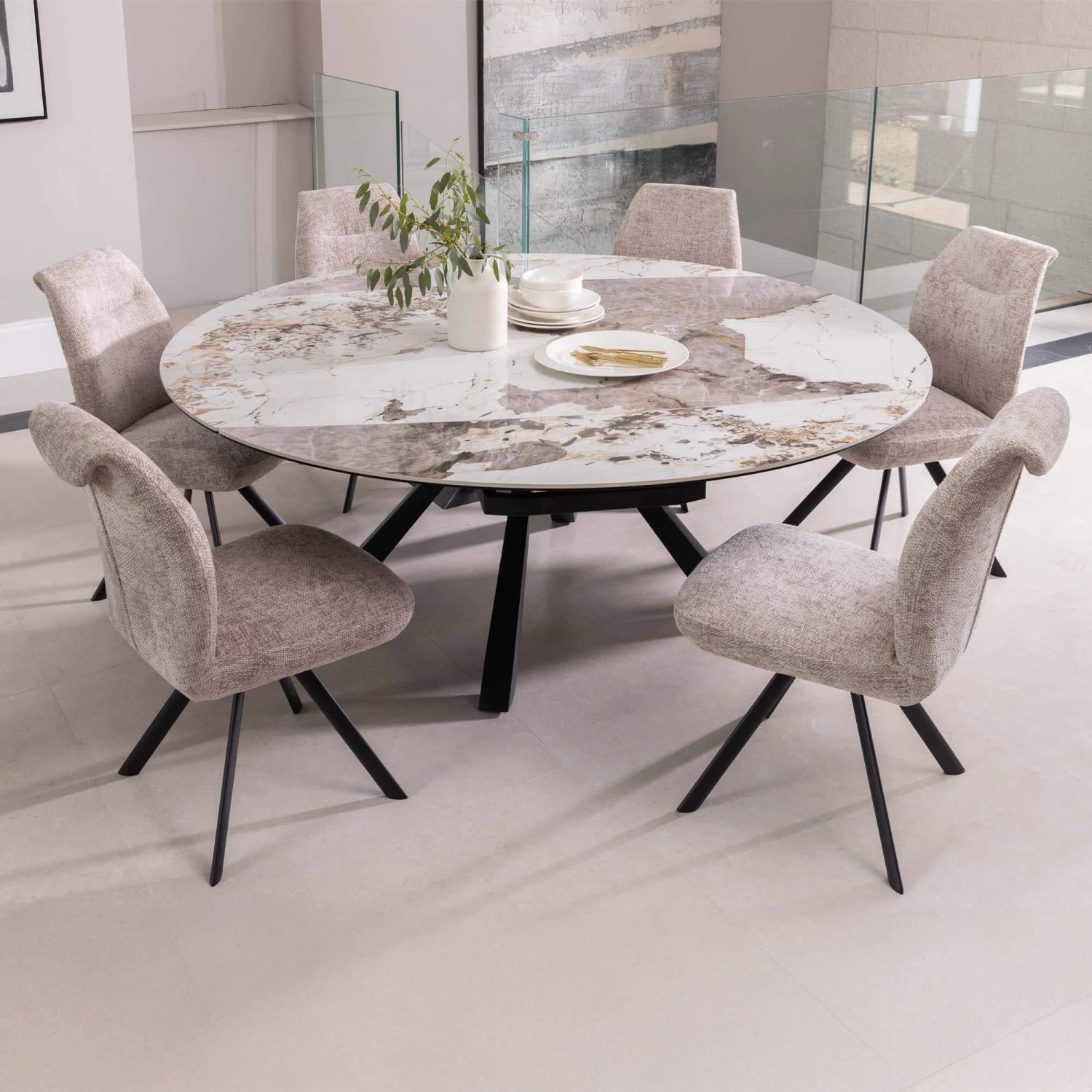 Fiora Casa Volari Round Ceramic Extending Dining Table 4 Fiora Casa Volari Round Ceramic Extending Dining Table - Image 2