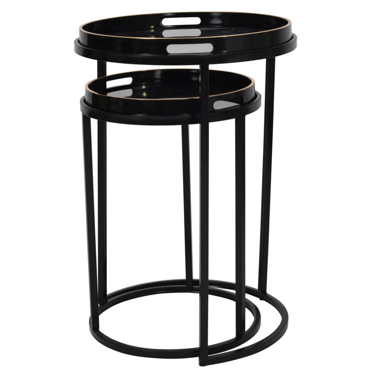 Vesuvius Nest Of 2 Black & Gold Marble Effect Side Tables 3 Vesuvius Nest Of 2 Black & Gold Marble Effect Side Tables