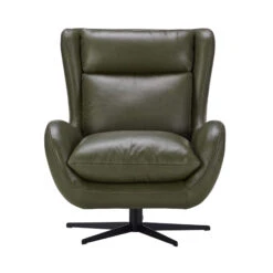 Emilio Green Leather Swivel Chair
