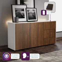 Frank Olsen Intelligent White Gloss & Walnut 2 Door 3 Drawer Sideboard -Housing Units Shop c6b7c4bebd8e34045c88288eb281ea8a