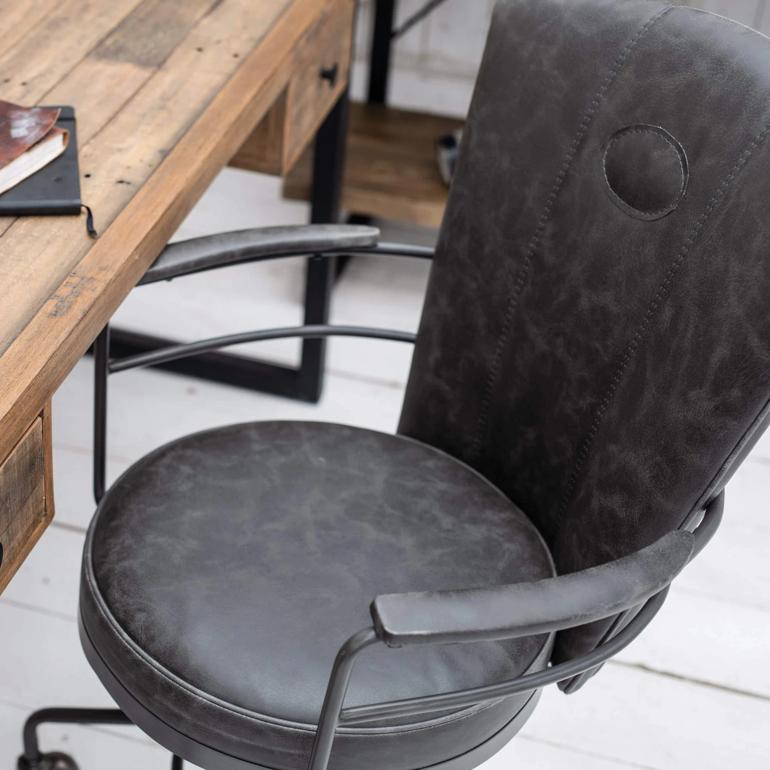 Casey Grey Faux Leather Office Chair 3 Casey Grey Faux Leather Office Chair - Image 2