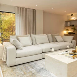 Genevieve Tuscan Ivory Fabric 3 Seater Sofa -Housing Units Shop c8fda2b78cb825de309b23e7f4259f9a