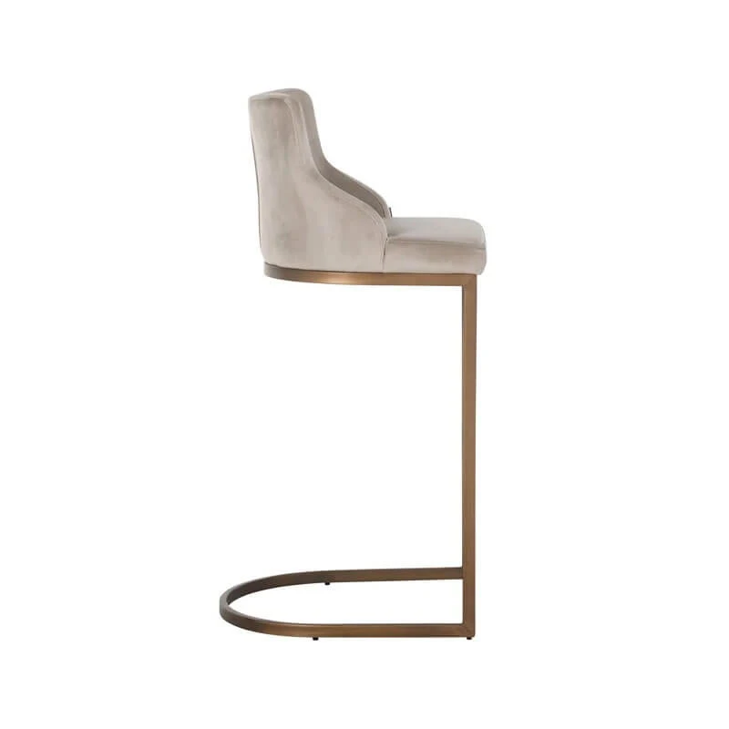 Bamaya Beige Velvet Bar Stool 6 Bamaya Beige Velvet Bar Stool - Image 4