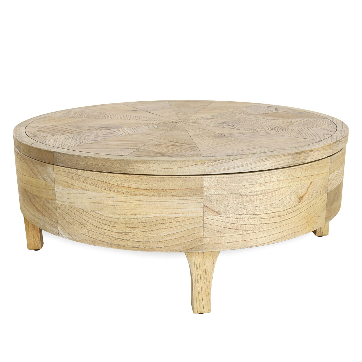 Savannah Round Coffee Table With Storage Reclaimed Oak 4 Savannah Round Coffee Table With Storage Reclaimed Oak - Image 2