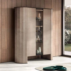 Santori Rounded 2 Door Tall Cream Display Cabinet