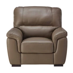 Matera Fango Taupe Leather Armchair
