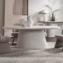 Glass House Solna 200cm Travertine Effect Dining Table