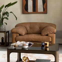 Bramley Soul Camel Leather Snuggler Armchair