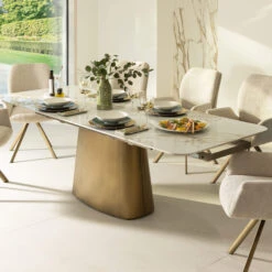 Priama White Ceramic Dining Table