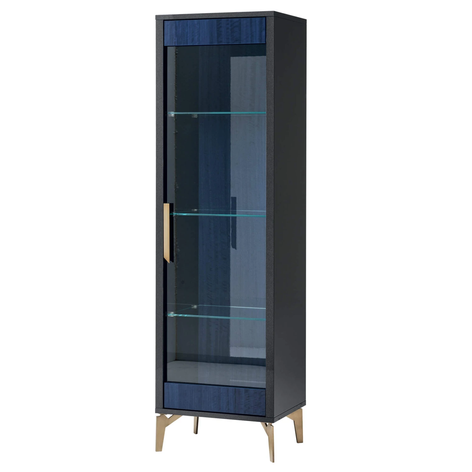 Celeste High Gloss Cobalt Blue Right Hand Curio Display Cabinet 4 Celeste High Gloss Cobalt Blue Right Hand Curio Display Cabinet - Image 2