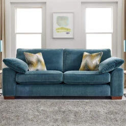 Leandra Blue Fabric 3 Seater Sofa