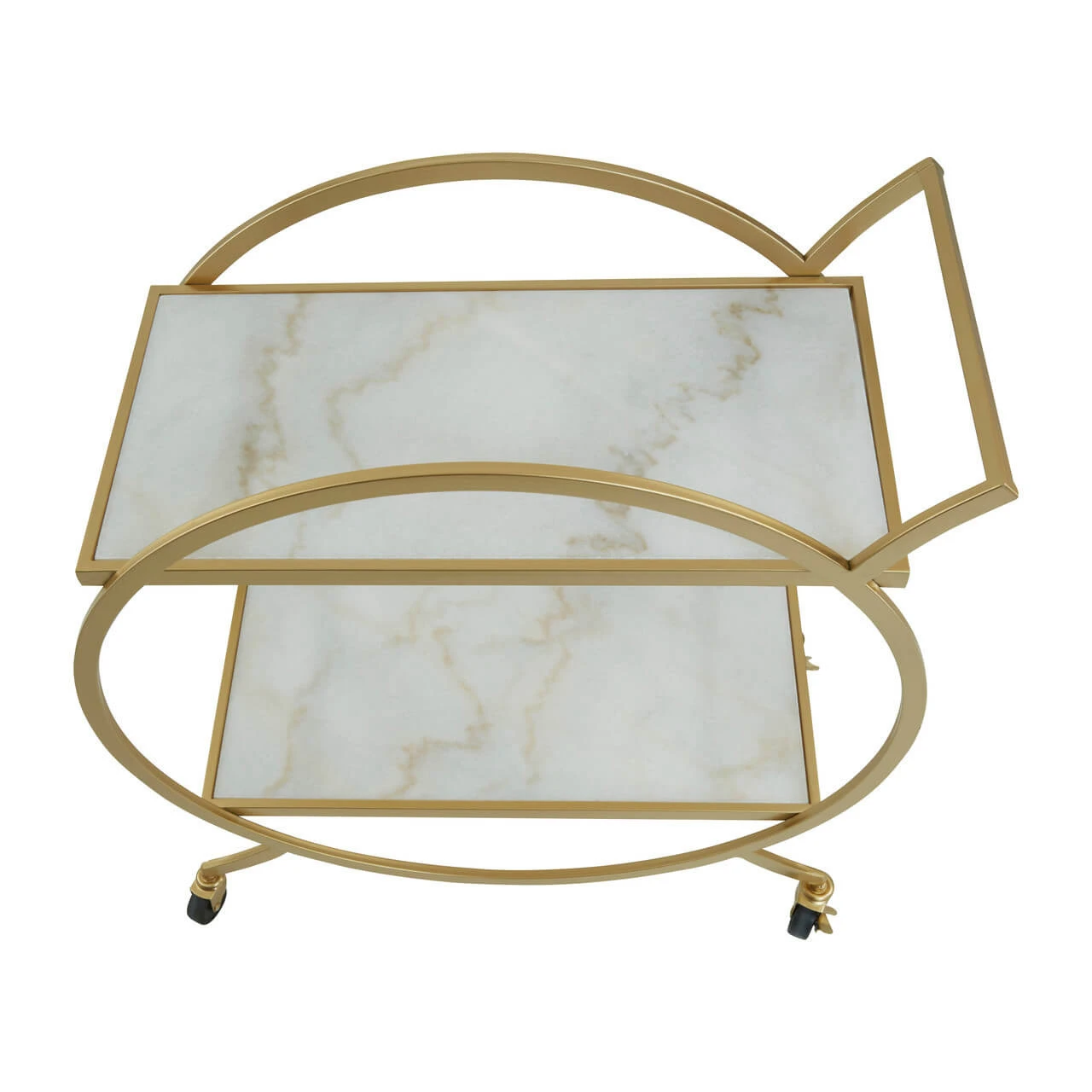 Allora 2 White Marble Tier Gold Drinks Trolley 5 Allora 2 White Marble Tier Gold Drinks Trolley - Image 3