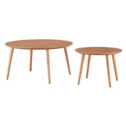 Aarhus Round Natural Oak Side Tables
