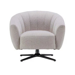 Gisele Ivory Boucle Fabric Swivel Chair