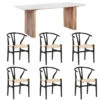 Rochelle 200cm Mango Wood & Marble Dining Table & 6 Larvik Black Chairs -Housing Units Shop d8775ad44866846afe92c71cb689b831 1