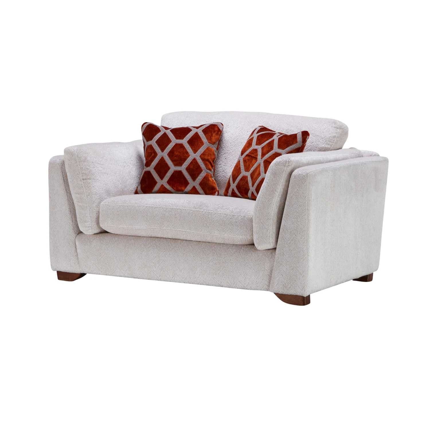 Mackenzie Ivory Chevron Textured Fabric Cuddler Sofa 4 Mackenzie Ivory Chevron Textured Fabric Cuddler Sofa - Image 2