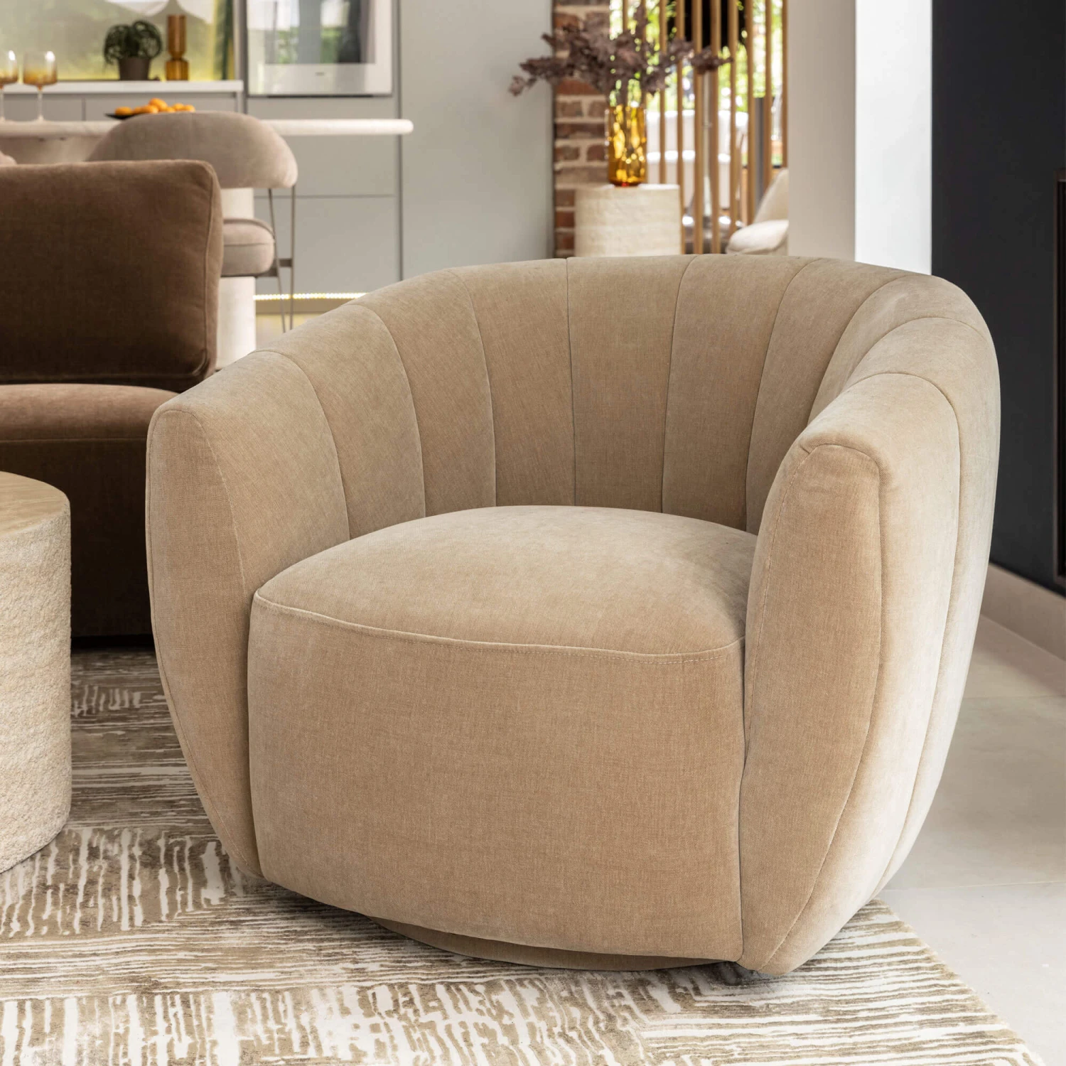 Lara Fawn Fabric Swivel Chair 3 Lara Fawn Fabric Swivel Chair