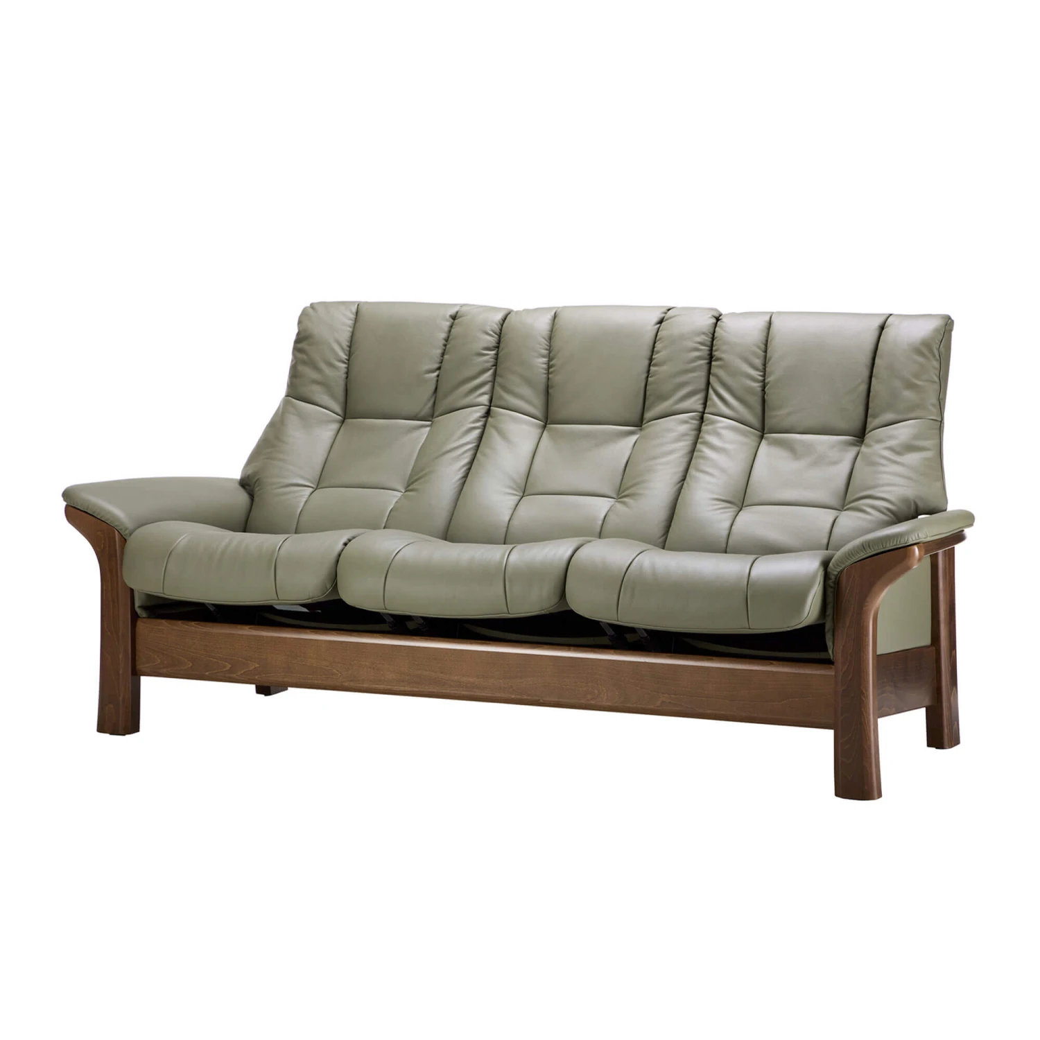 Stressless Windsor High-Back 3 Seater Recliner Sofa In Paloma Shadow Green & Walnut 6 Stressless Windsor High-Back 3 Seater Recliner Sofa In Paloma Shadow Green & Walnut - Image 4