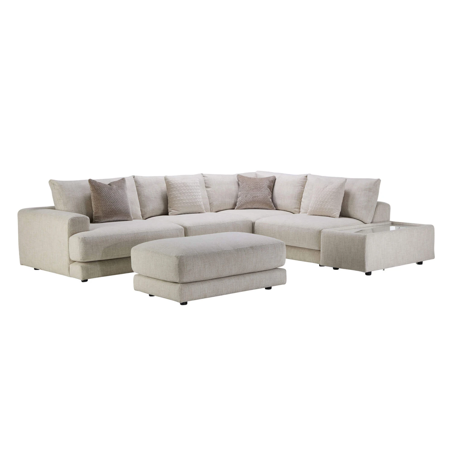 Naxos Large Tyne Natural Fabric Open End Left Arm Corner Group With Rectangular Table & Footstool 4 Naxos Large Tyne Natural Fabric Open End Left Arm Corner Group With Rectangular Table & Footstool - Image 2